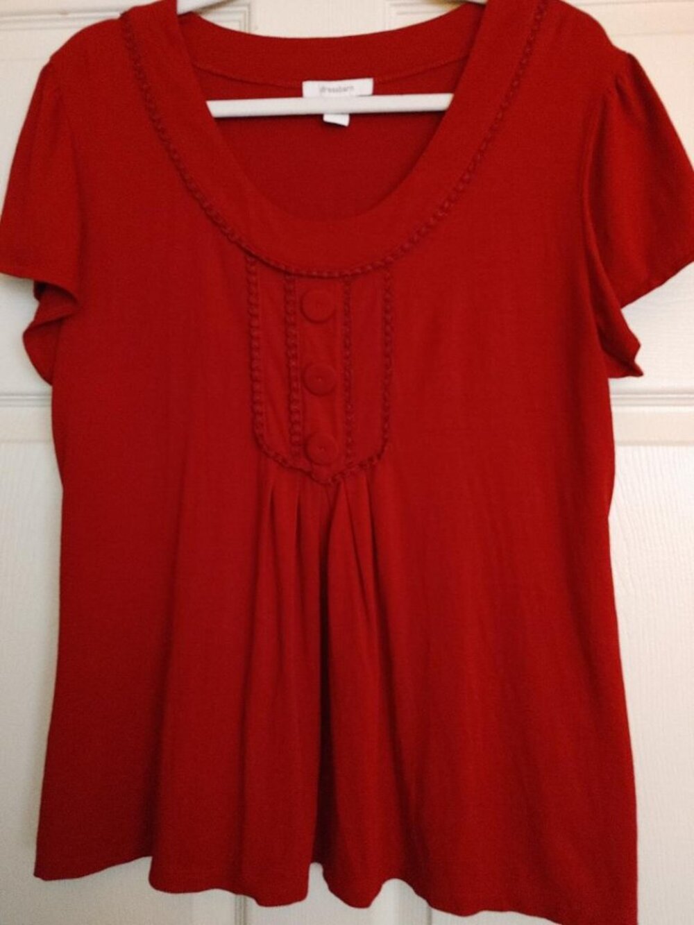 Dress Barn Red Short Sleeved Shirt Size XL